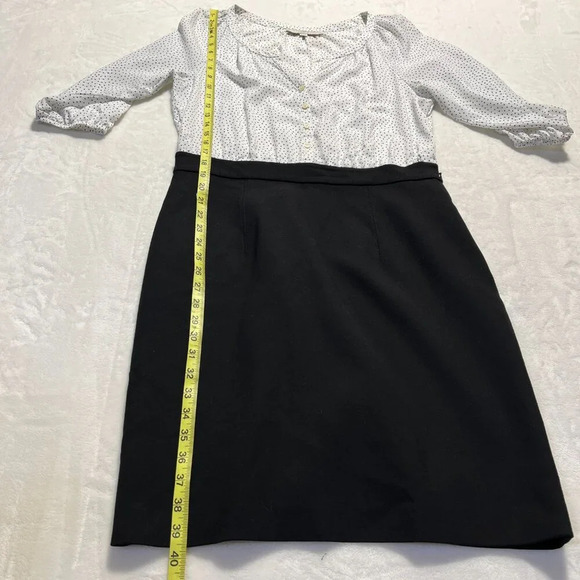 ANN TAYLOR LOFT Black White Polka Dot Blouse Skirt Dress Size 10 - Picture 12 of 13